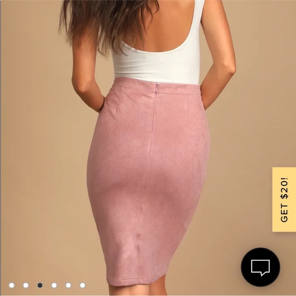 Lulus Superpower Blush Suede Pencil Skirt Pink - Size M - Picture 10 of 11